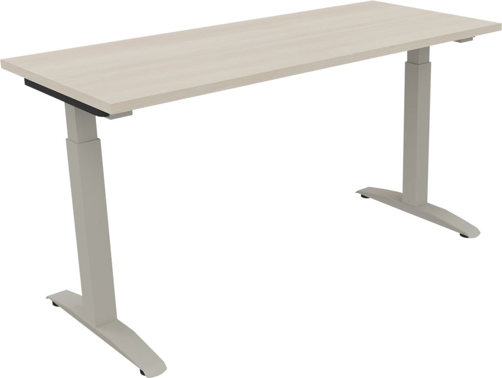 Schreibtisch Kufe Einzels. Quadrat B1400xT600xH650-850 si/Akazie hell