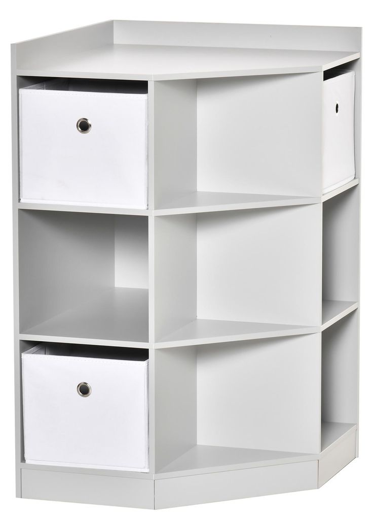 HOMCOM Kinderboekenrek, hoekmodel met 3 opbergboxen, grijs, Productafbeelding 