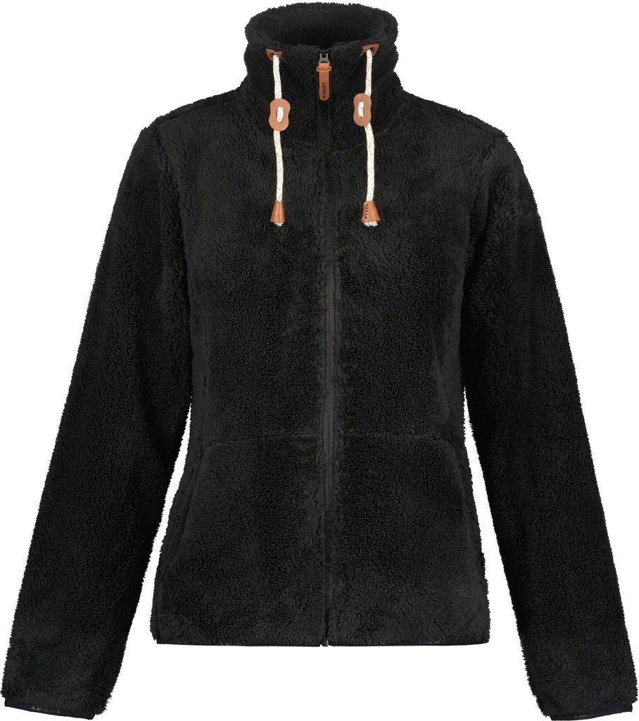 Icepeak Colony Teddy Fleecejacke Damen Langhaarfleecejacke, Farbe:Schwarz, Größe:S