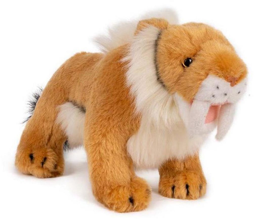 Plyšová hračka – šavlozubý tiger, 27 x 14 cm, hnedá, od 0 Obrázok produktu 