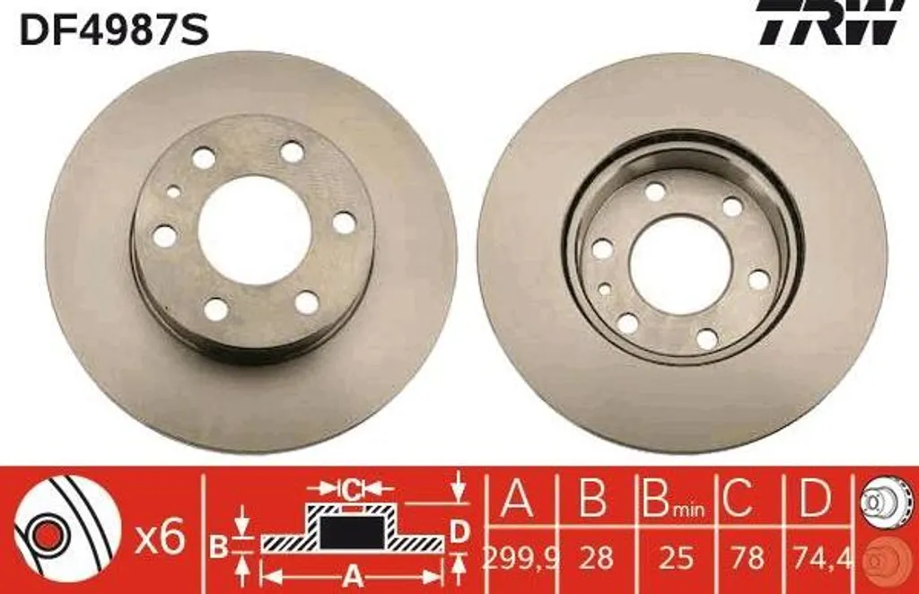 Disque de frein ventilé TRW DF4987S haute résistance pour Daily 35C
