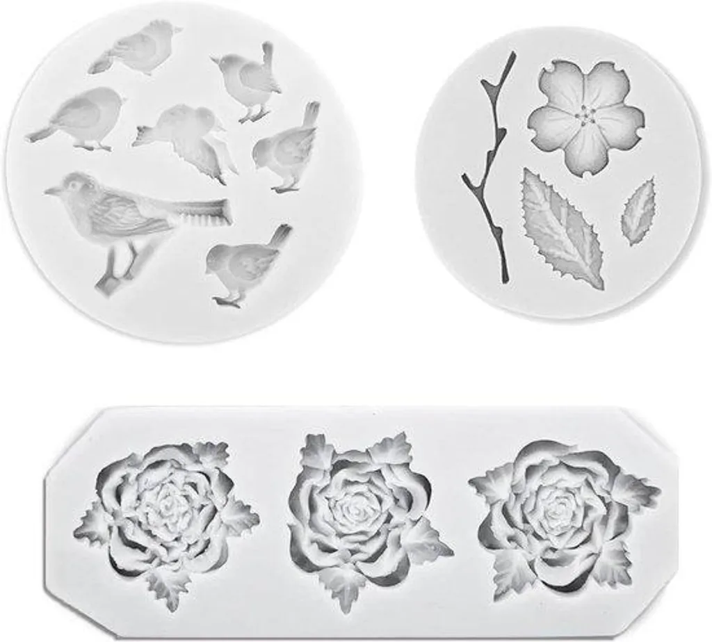 Moule pâtisserie silicone fleurs et feuilles pour décors de cupcakes 3D