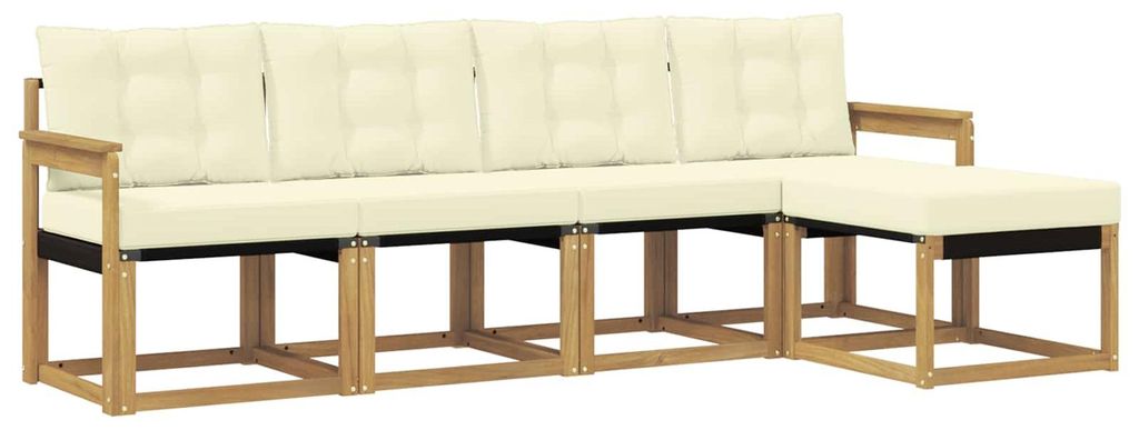 vidaXL Outdoor-Sofagarnitur mit Kissen 5 pcs Weiß und Creme