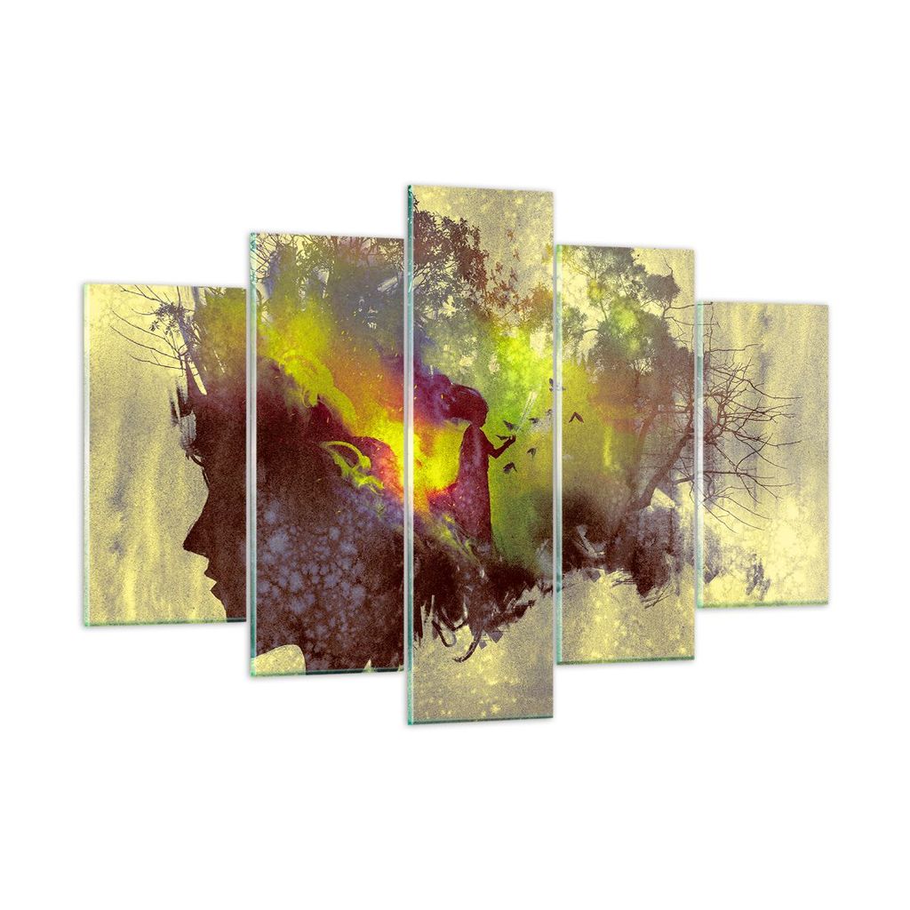 Bilder auf glas - Gesicht Grafik Abbildung Mädchen - 150x100cm - Glasbilder - Wandbilder - Kunstdruck - Wanddekoration aus Glas - Glas Bilder - Wa...