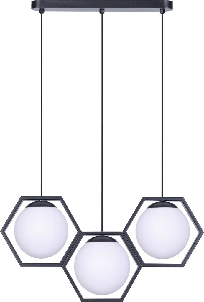 Lustre bicolore Favo 3xE27 en verre - Luminaire format généreux 85x55 cm