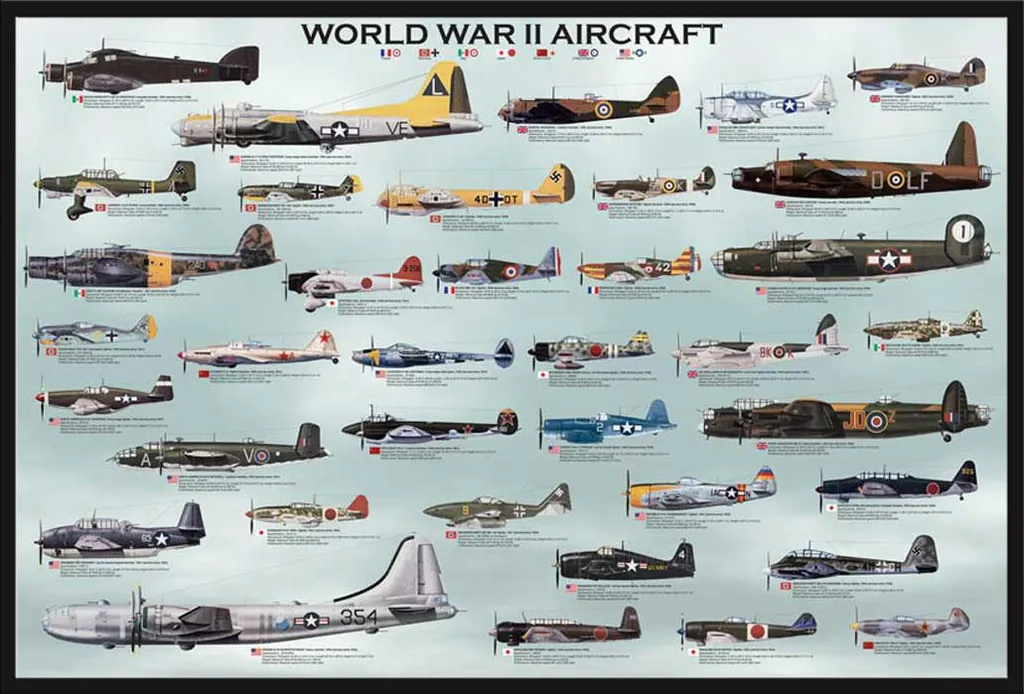 Affiche Avions 39-45 sous Cadre Shinsuke en Acrylique Robuste et Noir
