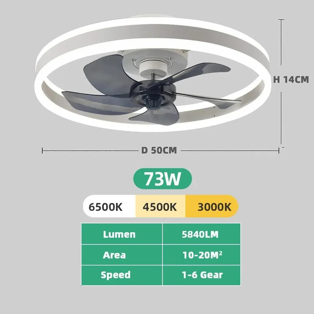 Ventilateur de plafond design blanc avec télécommande et variateur RC - 2