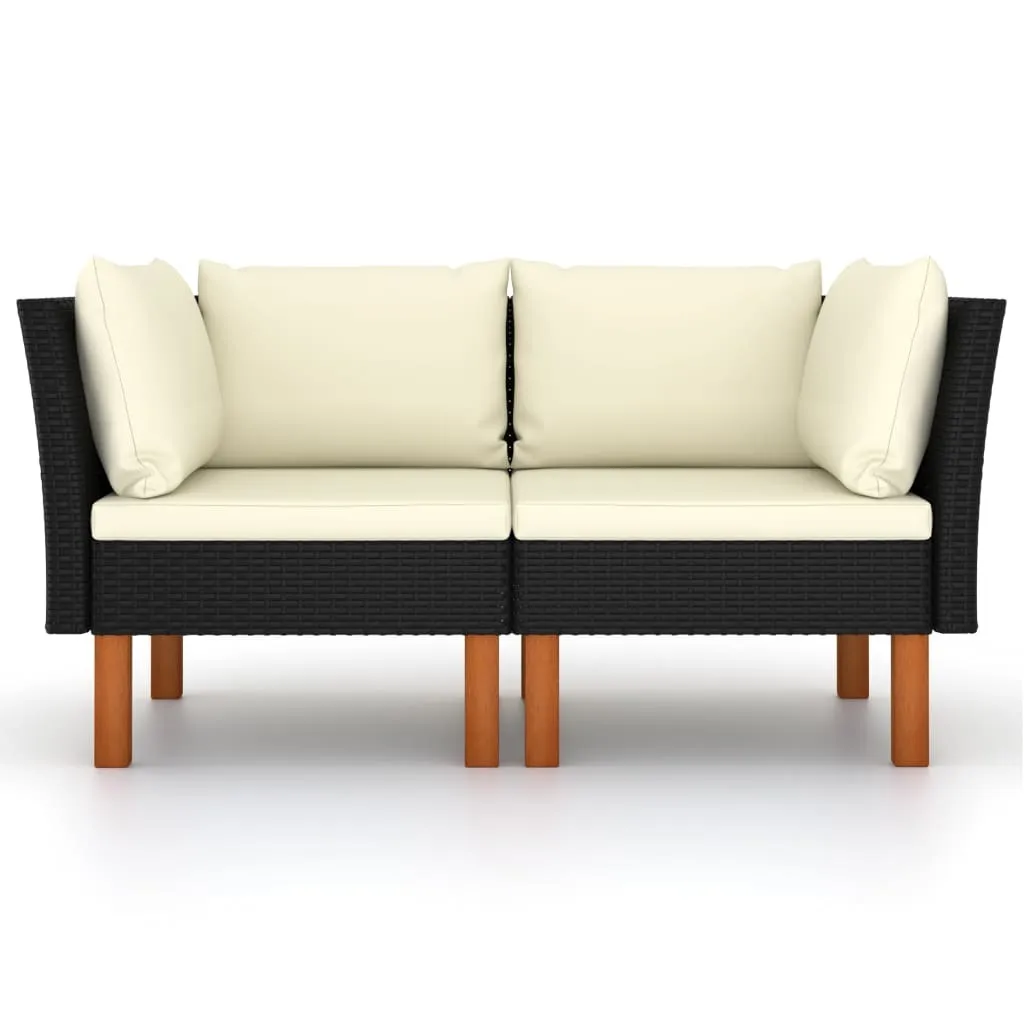 Set 2 Divani Angolari Componibili: Poly Rattan e Legno Eucalipto - 1