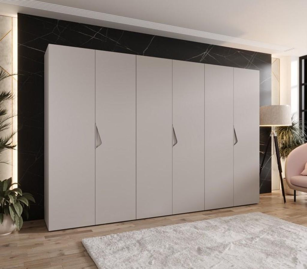 Großer Kleiderschrank 300 cm AMARIS 1 - Kaschmir / Kaschmirgriffe