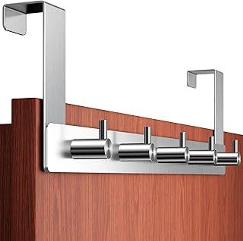 Menz Türgarderobe zum Einhängen - Edelstahl Tür-Garderobe mit Türhaken in klassischer Ausführung, stabile Türhakenleiste zum Einhängen, funk...