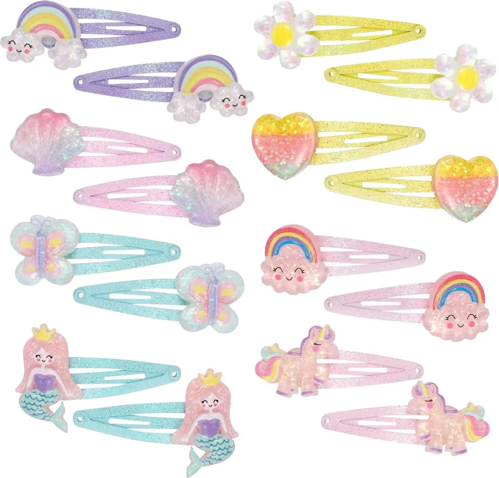 Barrettes Licorne et Sirène à Paillettes : Set de Pinces Colorées Enfant