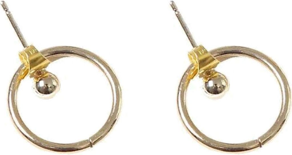 Mode Frauen Einfache Hohl Kreis Doppelseitige Jacke Ohr Stud Ohrringe Schmuck-Golden