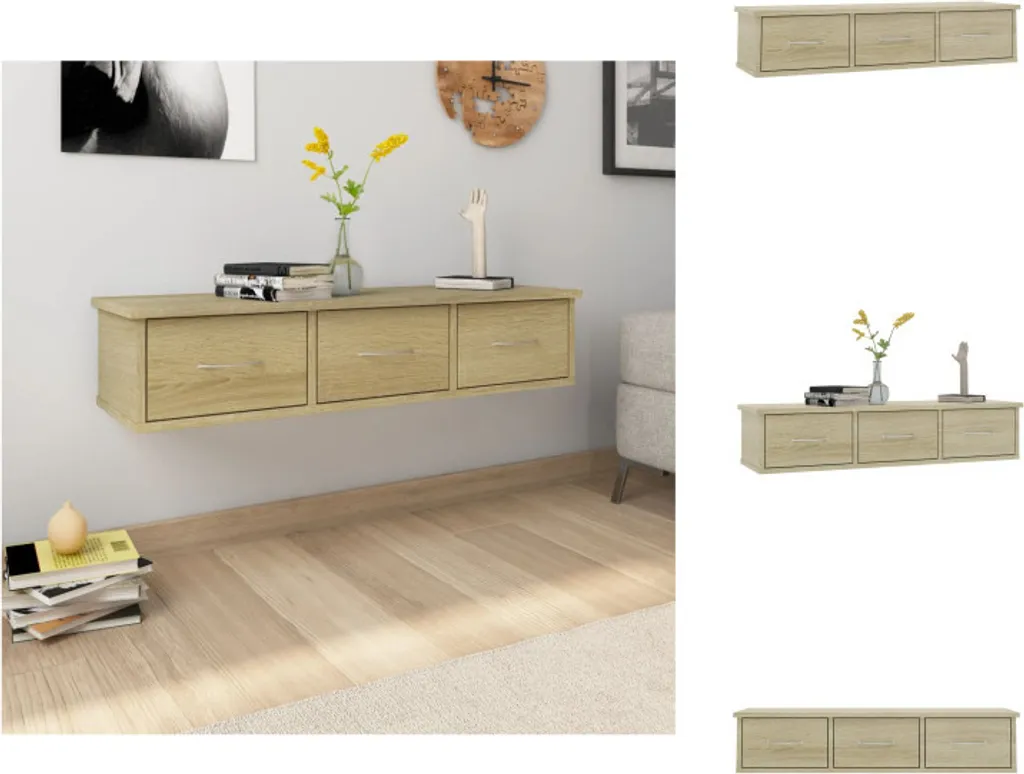 vidaXL Scaffale a parete in rovere Sonoma 88x26x18,5 cm in legno - Scaffali a parete
