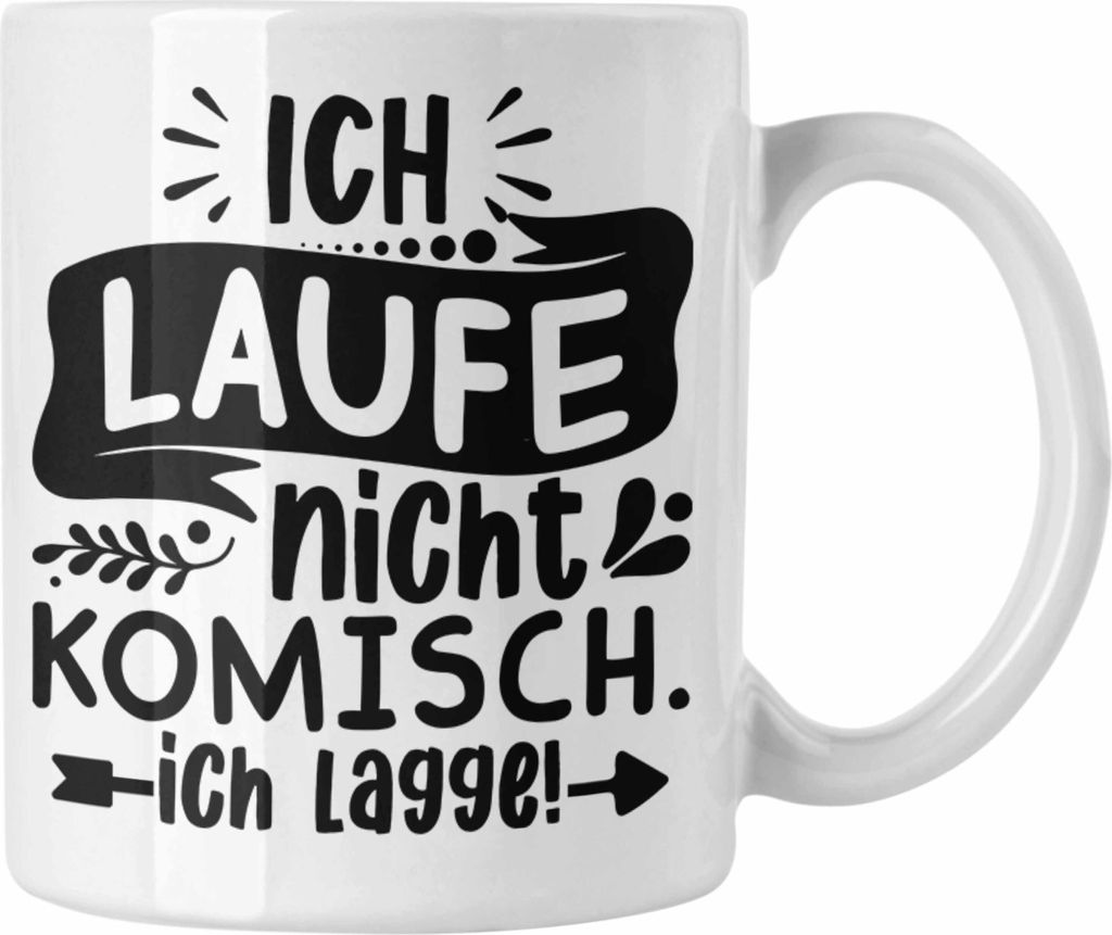 Trendation - Ich Laufe Nicht Komisch Ich Lagge Tasse Geschenk für Gamer Zocker Jungs Jugendliche Geburtstag Weihnachten (Weiß)