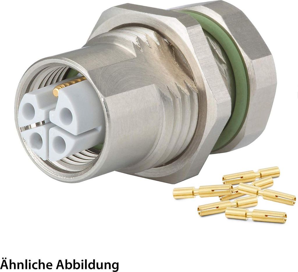 HUMMEL SET inkl. Kontakte M12 Power Gerätesteckverbinder, Crimpeinsatz gerade L-kodiert Polzahl 4+PE, Buchse / PE-Stift