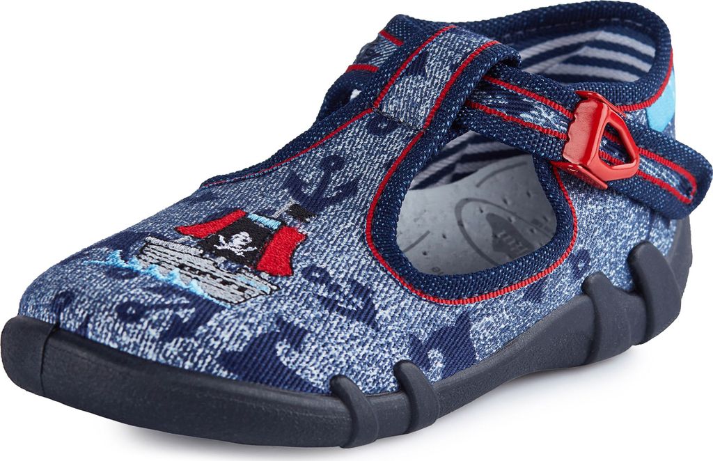 Ladeheid Kinder Mädchen Jungen Hausschuhe Schlapfen LARB001 (Jeans Anker, 19)