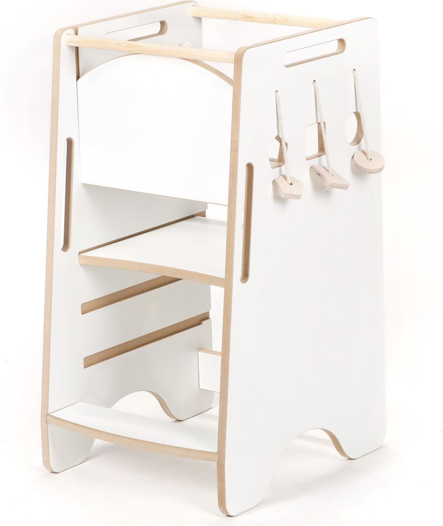 Woodforkid Lernturm Höhenverstellbar Sorter Weiß -Holz