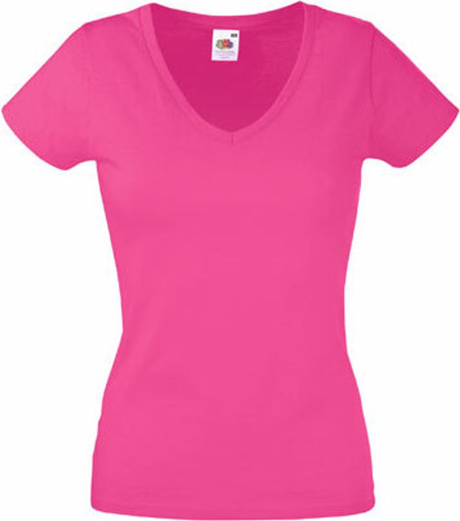 Fruit of the Loom - Lady-Fit Valueweight V-Neck T - Fuchsia - S