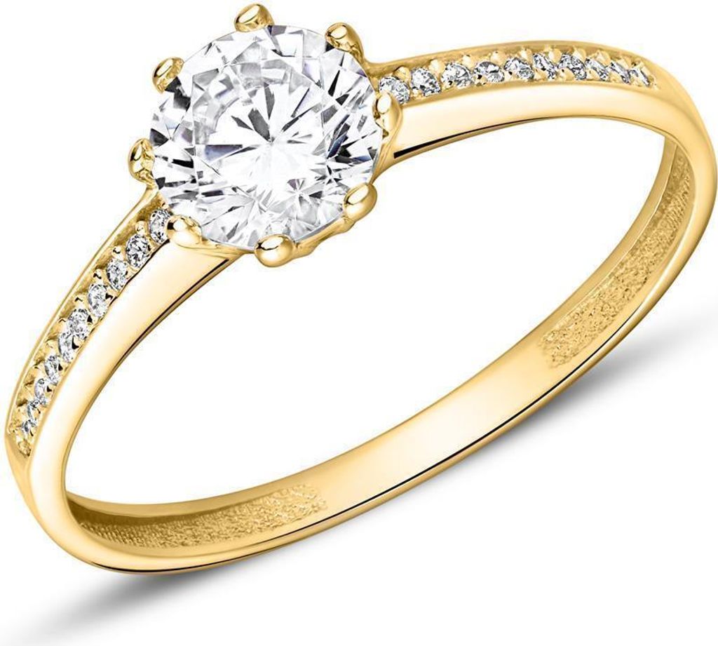 JEWLIX Verlobungsring 375er Gelbgold 9K mit Zirkonia Damenring VR0459