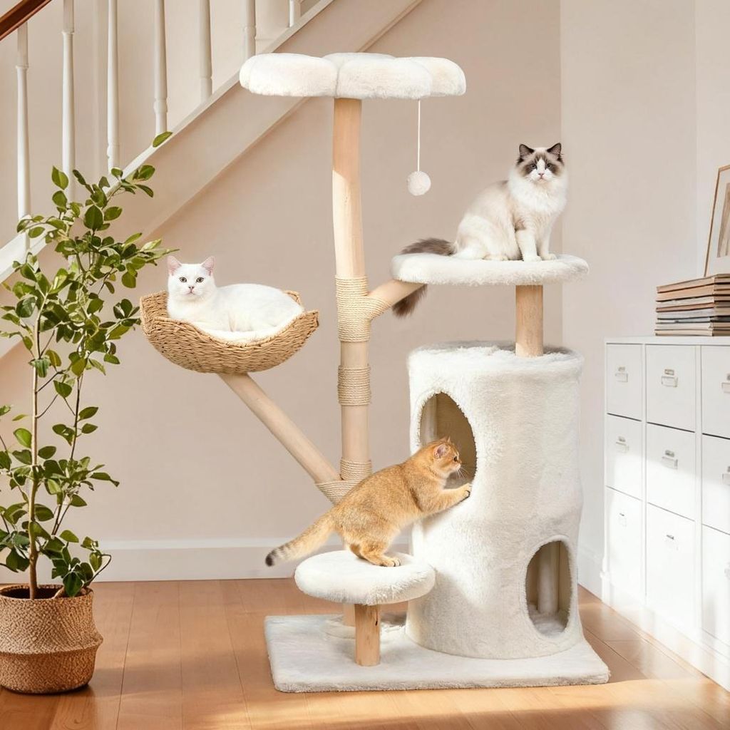 Árbol para gatos WISFOR, 136 cm de altura, estructura Imagen del producto 