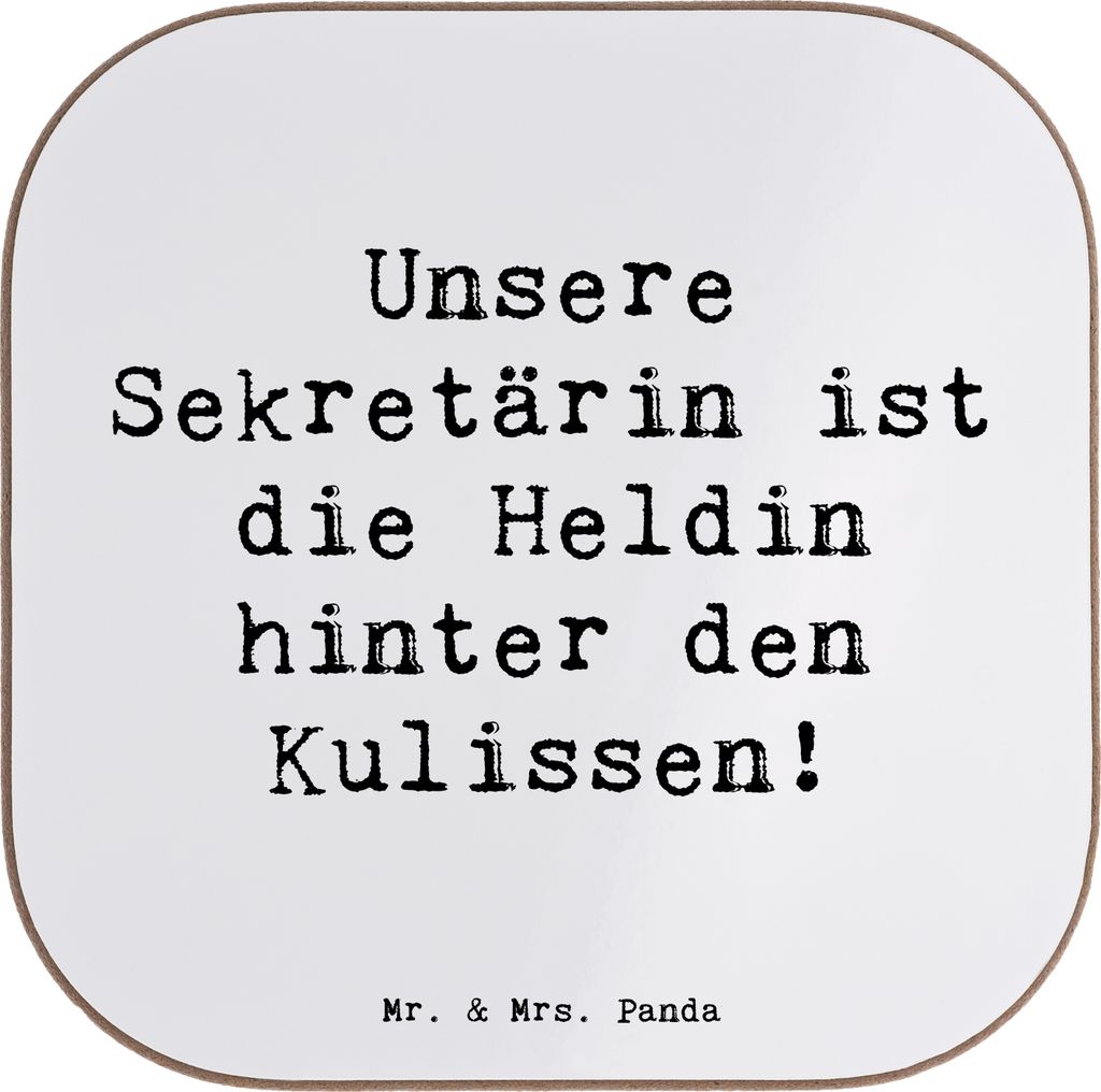Mr. & Mrs. Panda Untersetzer für Gläser Spruch Sekretärin Heldin - Weiß - Geschenk, Aufmerksamkeit, Tischschoner, Danke sagen im Büro, Bedanke...