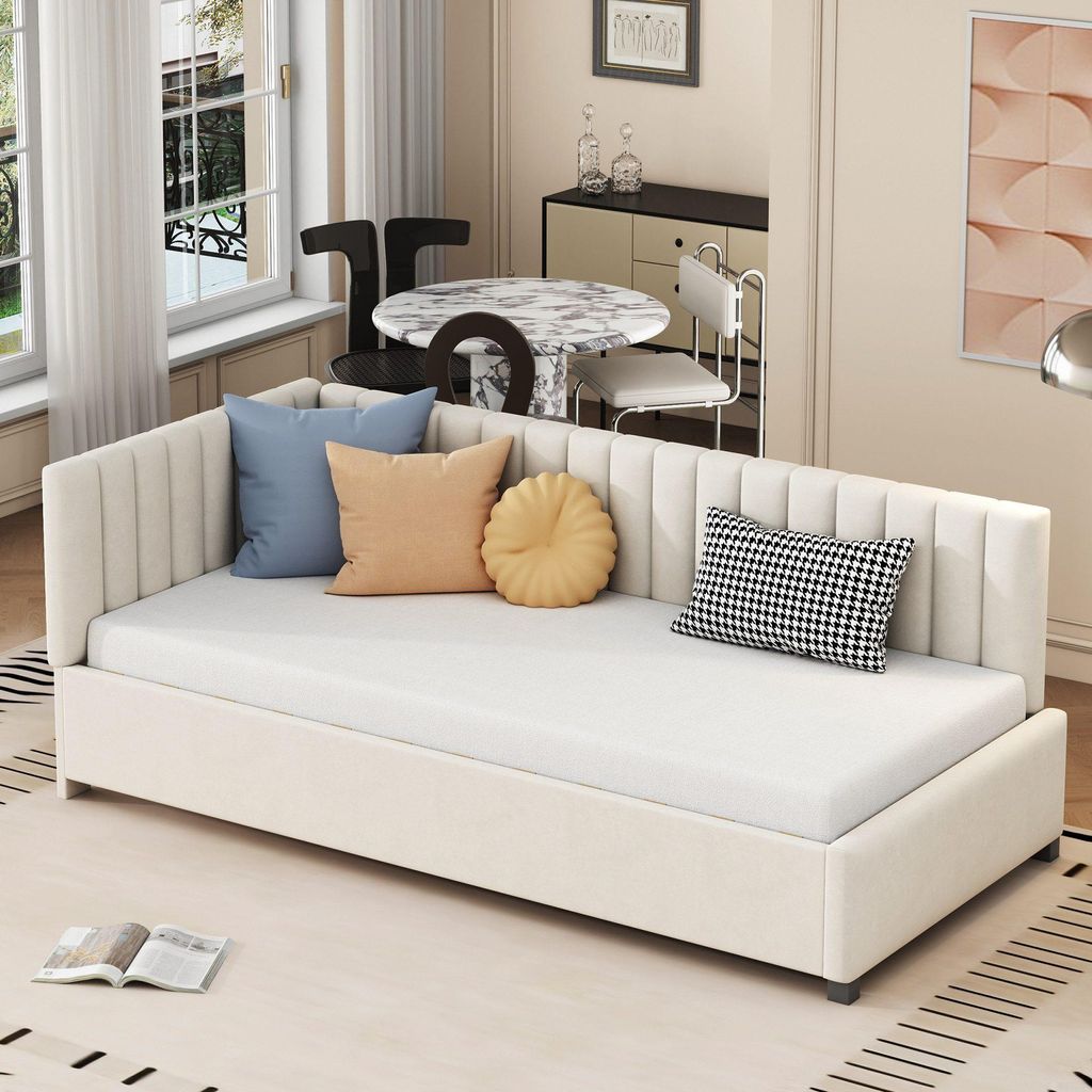 Odikalo Polsterbett Schlafsofa 90*200 Multifunktionsbett ohne Stauraumschubladen Beige