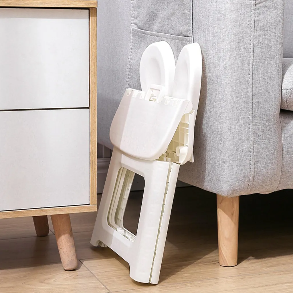 Tabouret pliant anti-encombrement Bunny L blanc pour enfant mobile