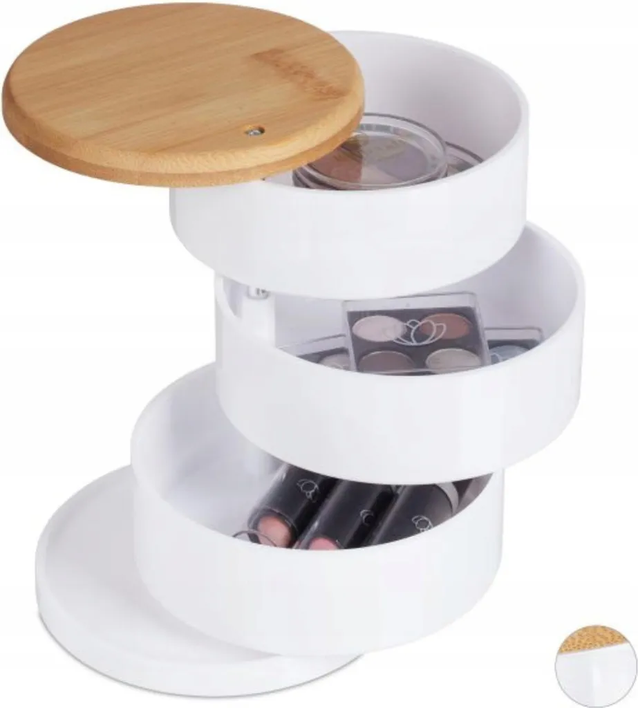 Organizzatore di cosmetici Accessori per il trucco 3 scomparti girevoli in bambù