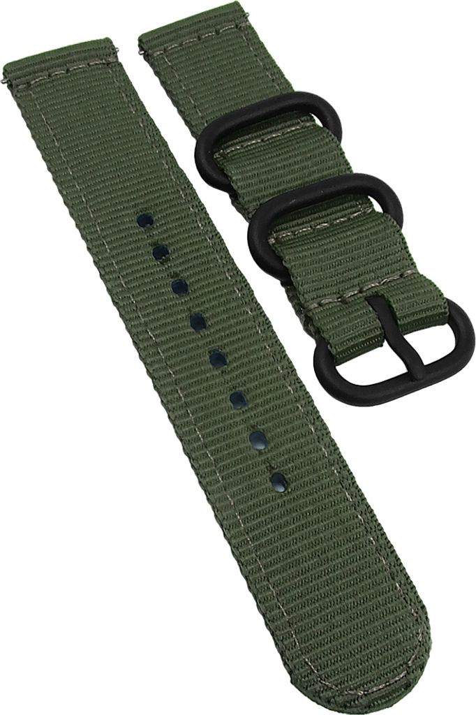 Minott Uhrenarmband grün Textil gleichlaufend Metallschlaufen , Stegbreite:18mm