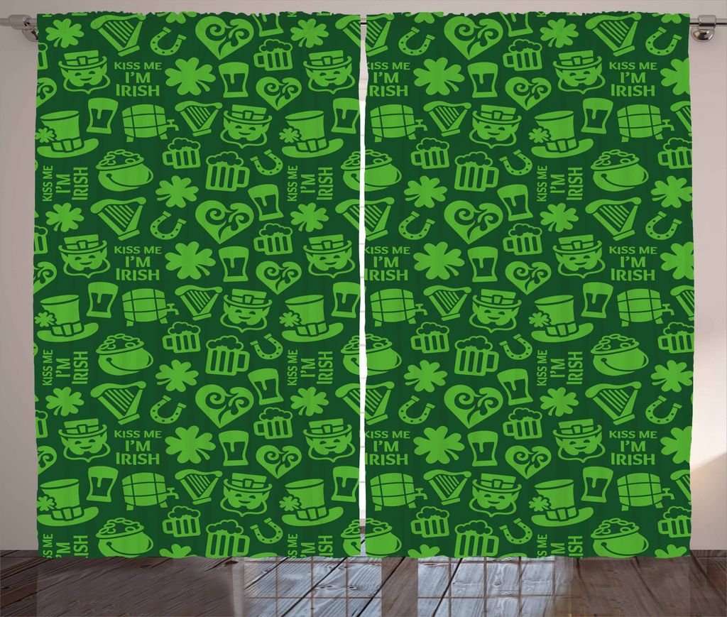 ABAKUHAUS irisch Rustikaler Vorhang, Küssen Sie mich, den ich irische Humor, Wohnzimmer Universalband Gardinen mit Schlaufen und Haken, 280 x 175 ...