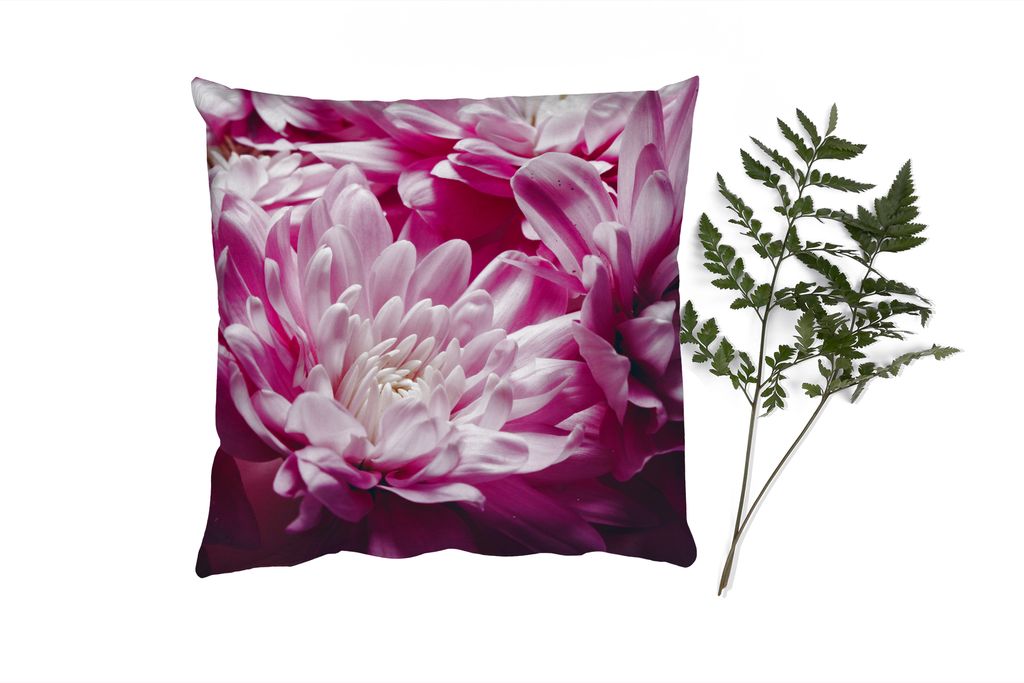 MuchoWow Zierkissen Sofakissen Wohnzimmer Dekokissen 45x45 cm Blumen - Rosa - Natur - Schlafpolster - Polster für das Sofa