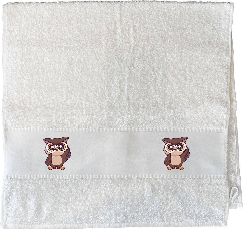 Huuraa Handtuch Eule Comic 50x100cm White Baumwolle Handtuch Geschenkidee