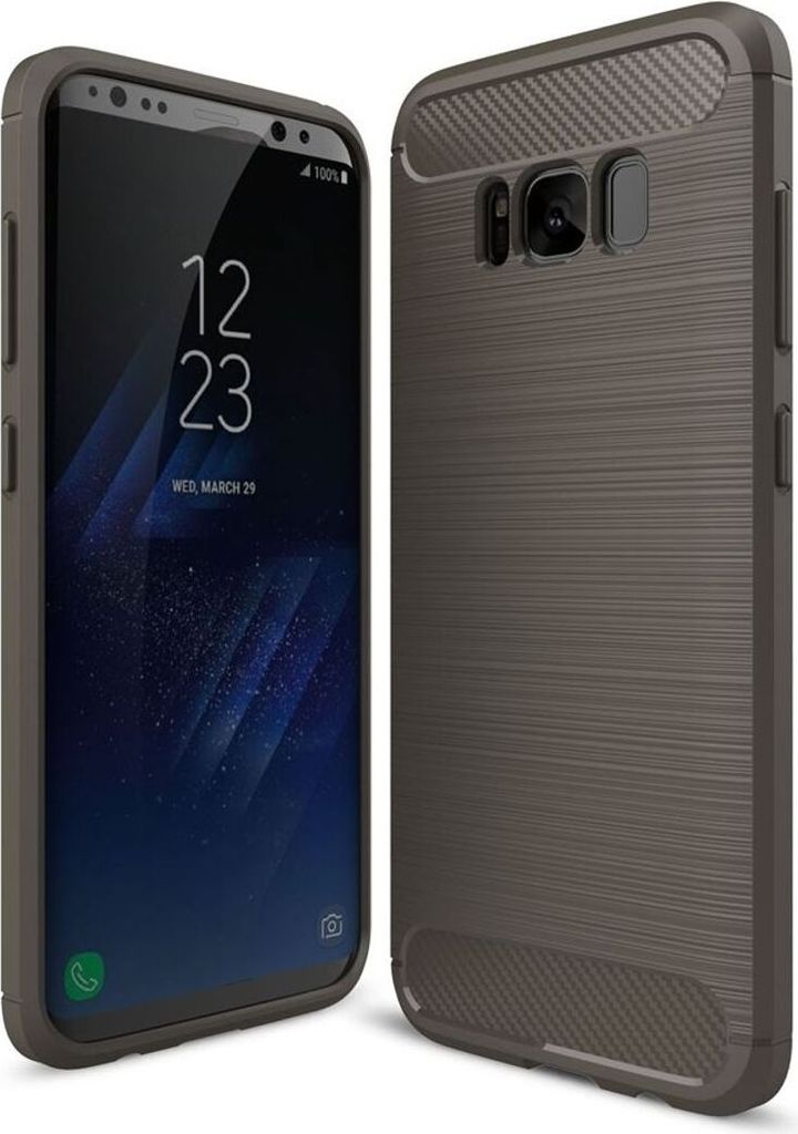Samsung Galaxy S8+ Plus TPU Case Carbon Fiber Optik Brushed Schutz Hülle Grau