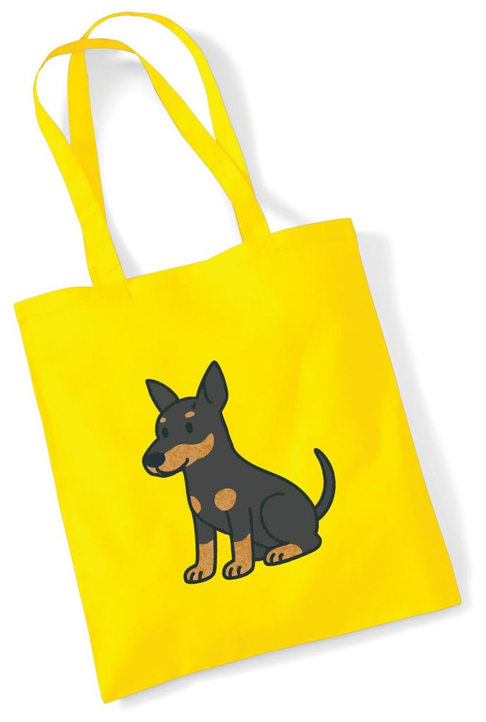 Huuraa Jutebeutel Manchester Terrier Comic Manny 10 Liter Yellow Baumwolle Tasche Geschenkidee
