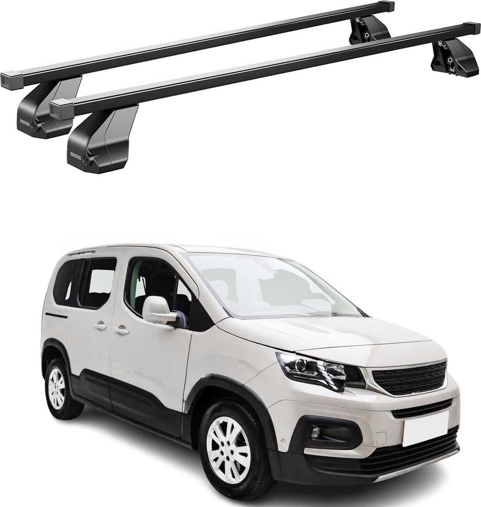 Menabo Dachträger Grundtäger für Peugeot Rifter 2018-2025 75kg Stahl Schwarz 2x