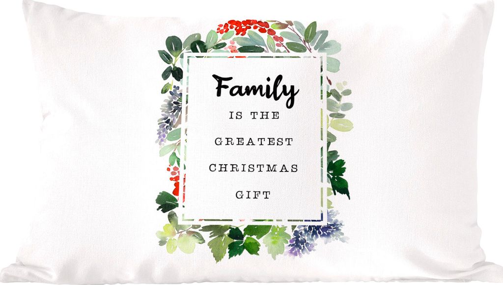 MuchoWow Zierkissen Sofakissen Wohnzimmer Dekokissen 60x40 cm Pflanzen - Weihnachten - Zitat - Familie - Kopfkissen - Polster mit Foto