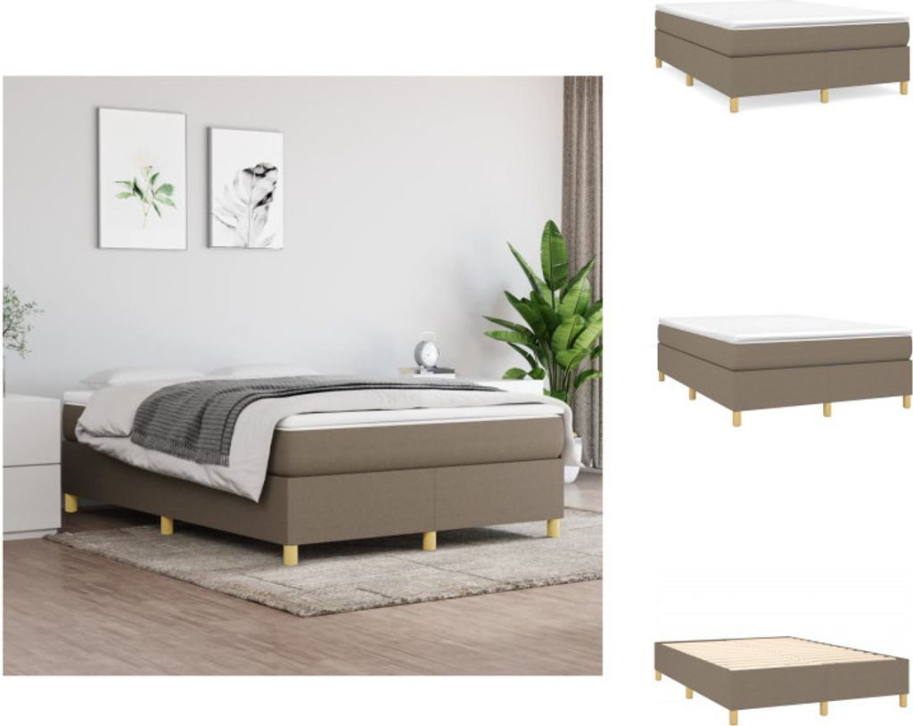 vidaXL Boxspringbett Taupe 140x190 cm Stoff - Betten & Bettgestelle