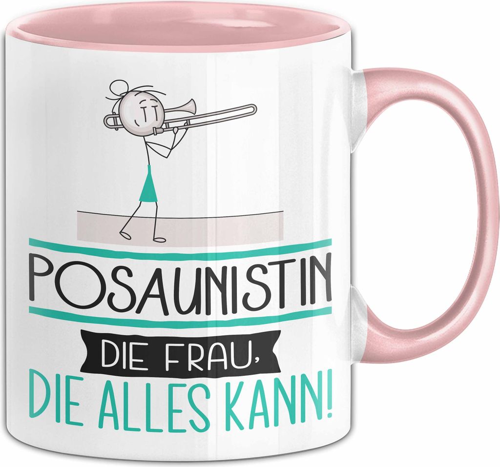 Posaunistin Geschenk Tasse Becher Die Frau Die Allen Kann Geschenkidee für eine Posaunistin Lustig (Rosa)