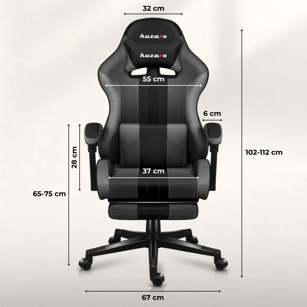 Siège Gaming Confortable Huzaro Force 4.7 Gris pour Longues Sessions - 2