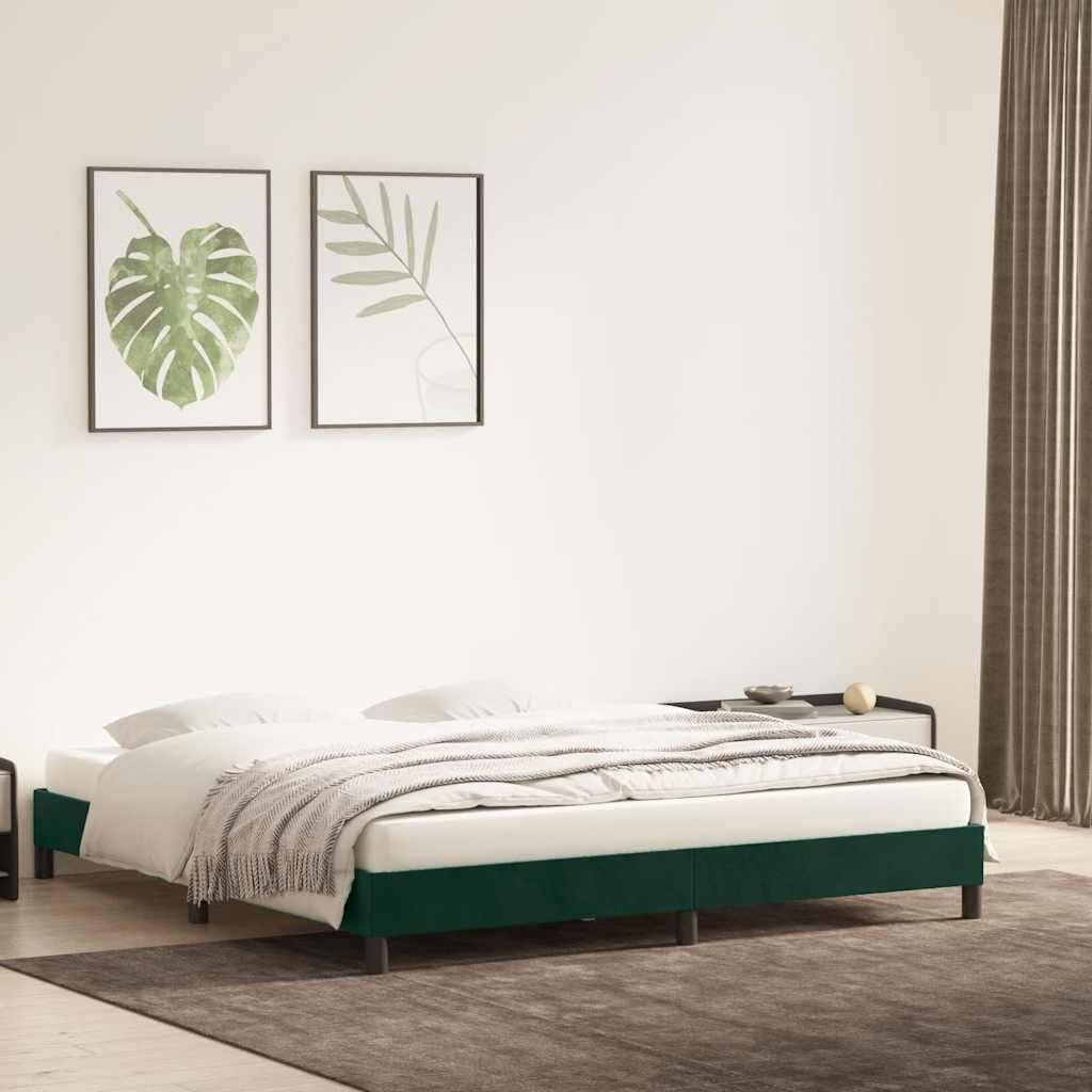 vidaXL Bettgestell ohne Matratze Dunkelgrün 180x210 cm Samt