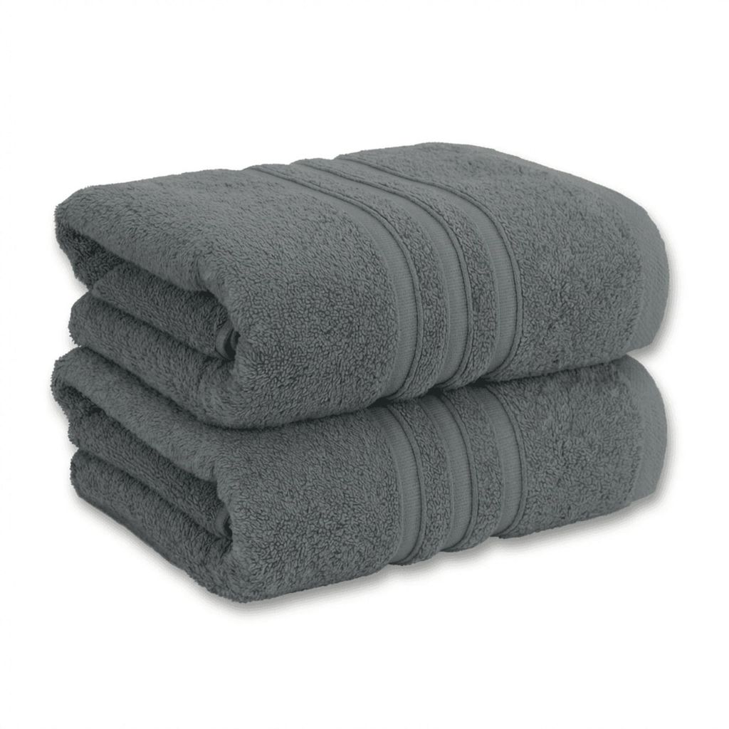 Vency Premium 2er Pack Duschtücher Set - 100% Baumwolle - Saugfähige und langlebige Duschtücher, Größe 70x140 cm, Anthrazit Grau