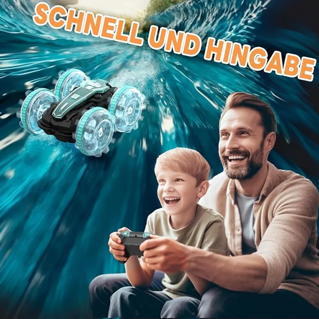 Voiture Télécommandée Amphibie RC Auto pour Enfants Jeux Intérieurs