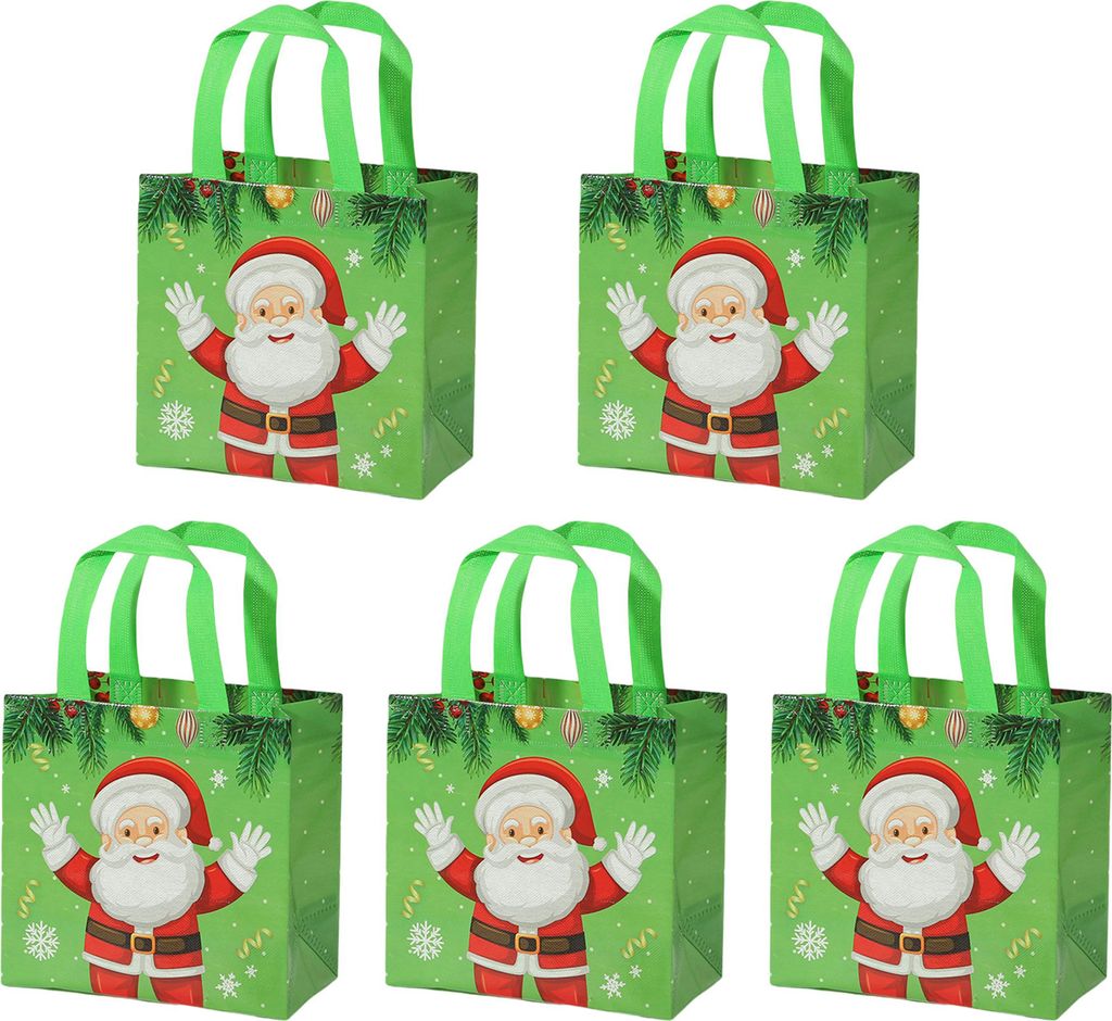 5pcs Weihnachtskontrollbeutel wasserdicht bedrucktes Cartoon Geschenkverpackung Handheld Santa Claus Tote Geschenktüte für Geschenktorten-Grün ,...