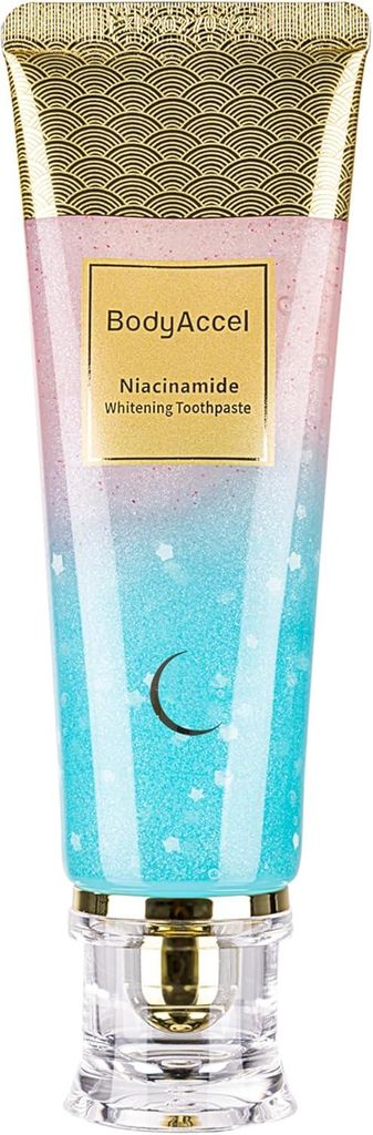 BodyAccel Niacinamid Whitening Zahnpasta – Natürliche aufhellende Zahnpasta mit Niacinamid, Sanfte Formel für weißere Zähne und frischen Atem