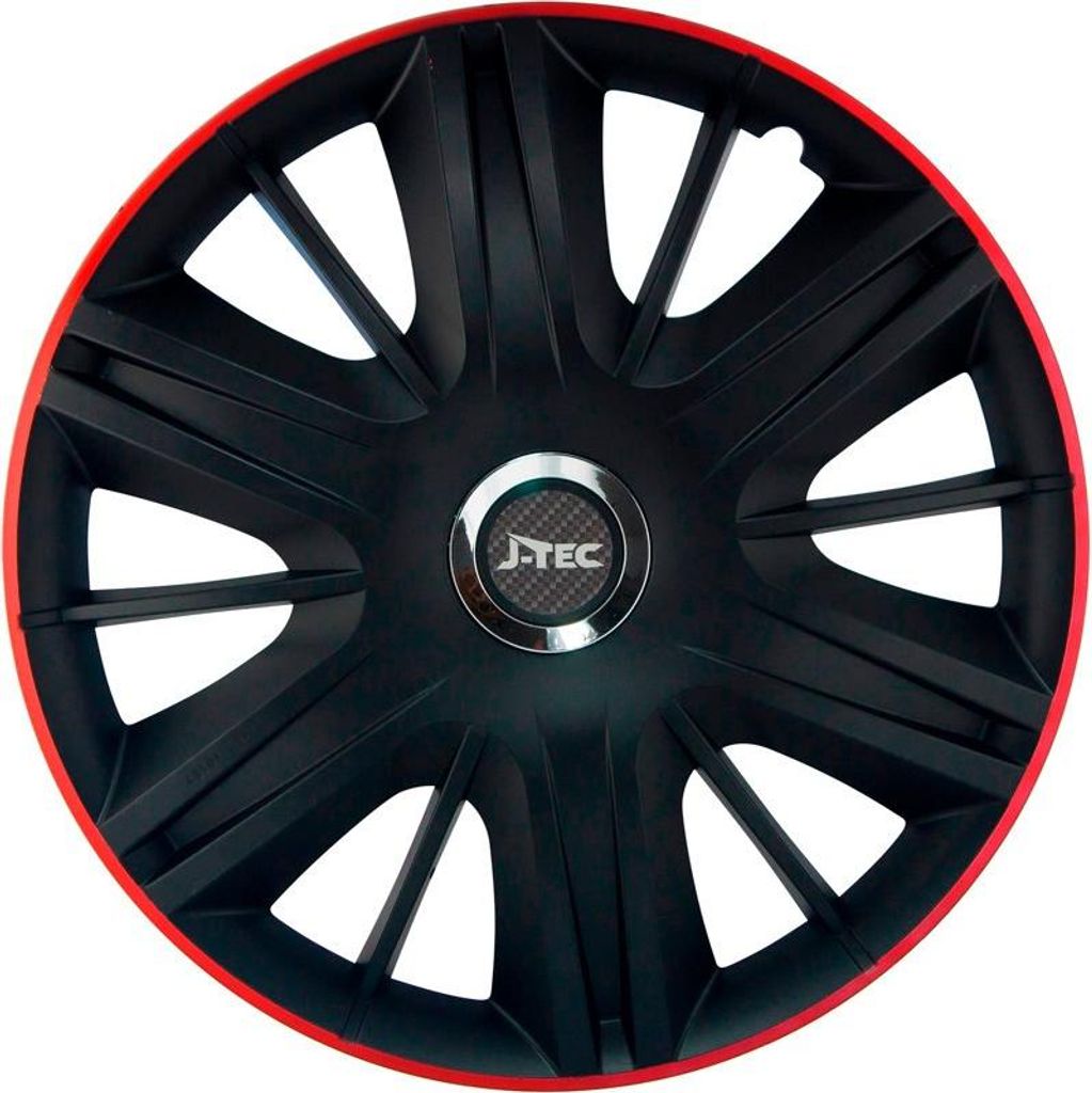 13" Zoll Radkappen Schwarz/Rot Chrom Radzierblenden Radblenden J13577 J-TEC