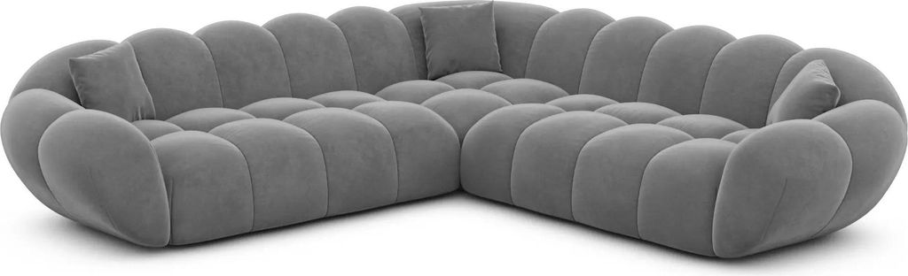 Samtstoff Ecksofa Liva Dunkelgrau