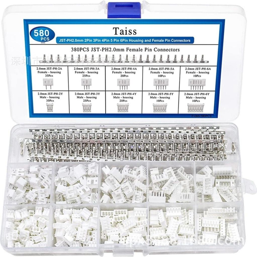 TuseRxln 580 Stück Stecker Kit Crimp Stecker, 2,54 mm, 2/3/4/5/6-poliges Gehäuse, Buchse und Stecker, Adapter Kabel Stecker, 2,54 mm Weiblich Met...