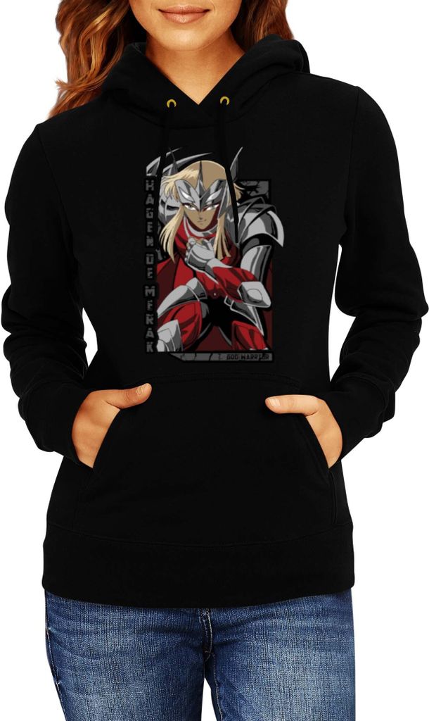 Damen Kapuzenpullover Anime Manga Saint Anime Seiya Knights Of The Zodiac Merak Beta Hagen, Lady M / Schwarz