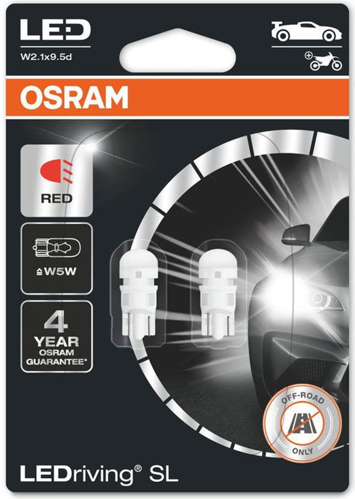 OSRAM LEDriving SL W5W Rot 12V zwei Stück in einer Packung