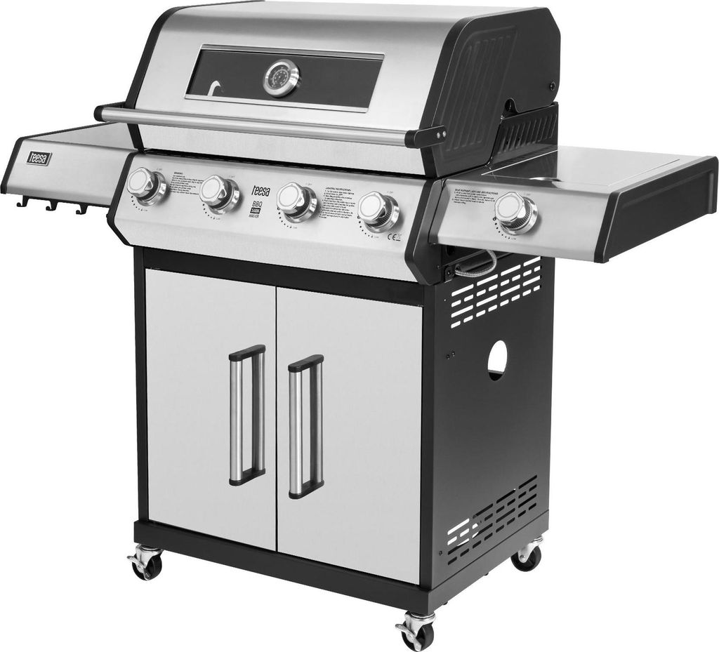 Teesa BBQ 5006 MASTER Garten-Gasgrill, 5 Brenner, 17kW Flaschenschrank
